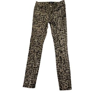 Y2K Leopard Print Distressed Skinny Jeans Stretch Mob Wife Women Juniors 3 27x28